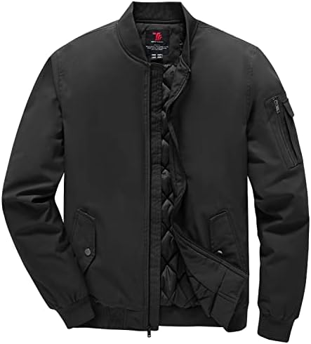 TBMPOY Men’s Qulited Bomber Jackets Windproof Full Zip Padded Winter Casual Fashion Coat