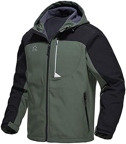 Gopune Men’s Softshell Hiking Jacket Fleece Lined Waterproof Lightweight Hooded Coat