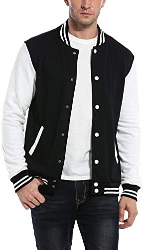 COOFANDY Mens Fashion Varsity Jacket Causal Slim Fit Cotton Letterman Baseball Bomber Jackets