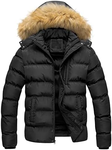 Pursky Men’s Puffer Jacket Waterproof Winter Bubble Coats Ski Parka Fur Hooded