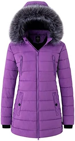 Wantdo Women’s Warm Winter Coat Heavy Puffer Jacket Parka with Fur Trimmed Hood