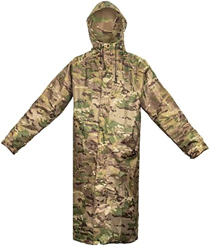 LOOGU Hooded Rain Poncho, Camo Military Emergency Raincoat for Adult Men & Women