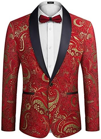 COOFANDY Men’s Floral Tuxedo Jacket Luxury Embroidered Suit Wedding Blazer Dinner Tuxedo for Party