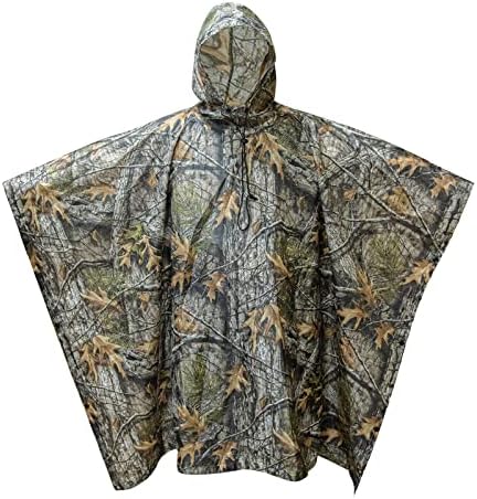 Tongcamo Camouflage Rain Poncho Waterproof 210T Ripstop Hooded Raincoat for Hunting Camping Marine Tent Shelter