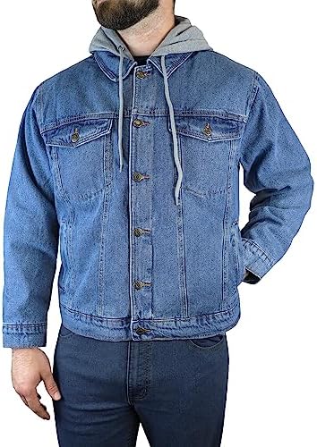 Victory Outfitters Men’s Hooded Fleece Lined Washed Denim Jacket