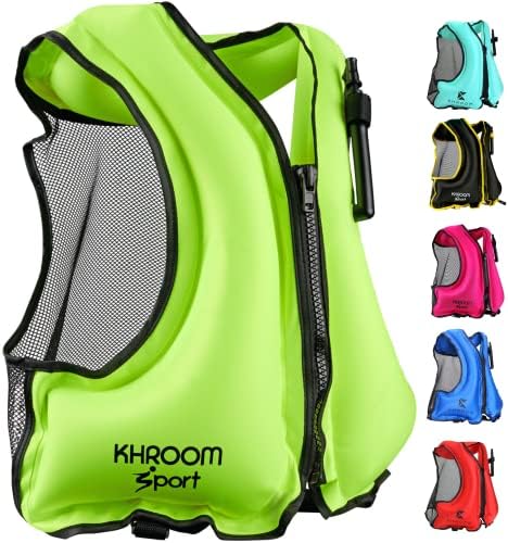 Khroom Inflatable Snorkel Vest Adults and Teenagers | 60″-75″ / 90 lbs-240 lbs | Weighs only 400 Grams | Buoyancy Jacket for Snorkeling and SUP – Snorkel Jacket, Buoyancy Aid, Buoyancy Vest
