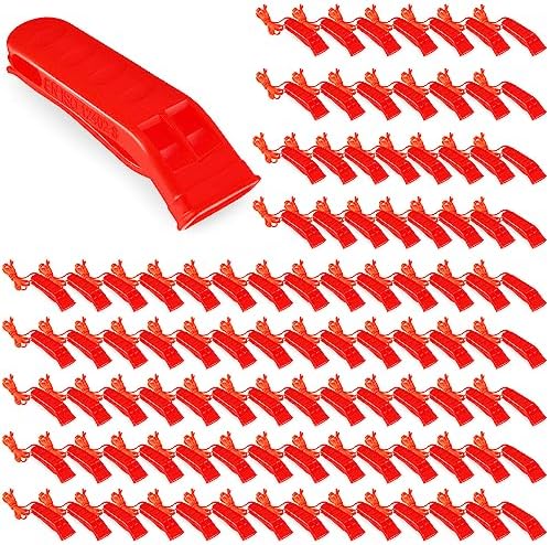 100 Pieces Emergency Whistle with Lanyard Safety Whistle Survival Whistle Loud Blast for Safety Camping Hiking Boating Hunting Survival Rescue Signaling