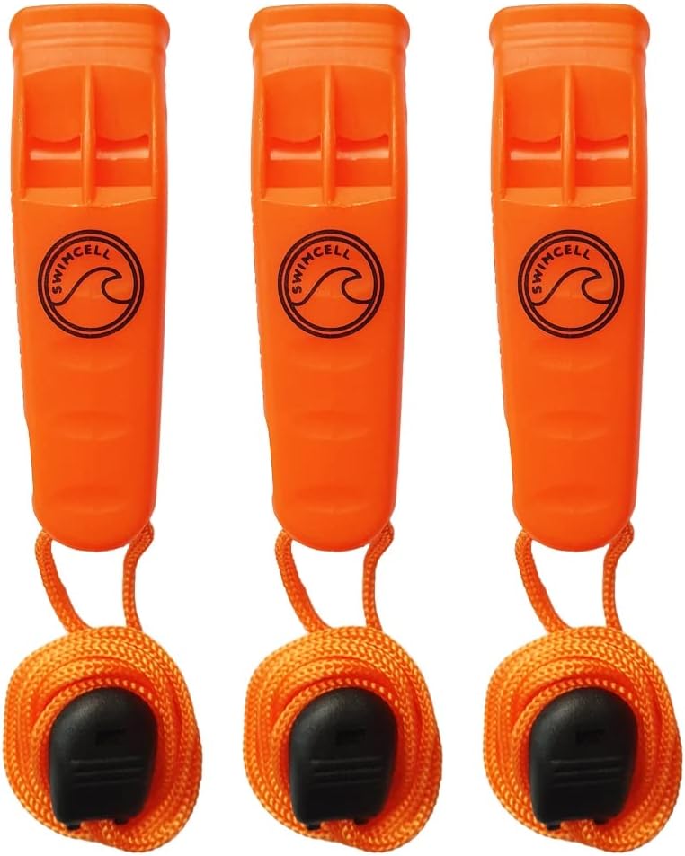 Emergency Whistle with Lanyard- Survival Safety Marine Swimming Whistle – Waterproof Orange. Extra Loud >85dbl 2 Tone. 90cm Neck Lanyard- Key Ring. for Hiking Camping Dog Recall Sport Women Safety.