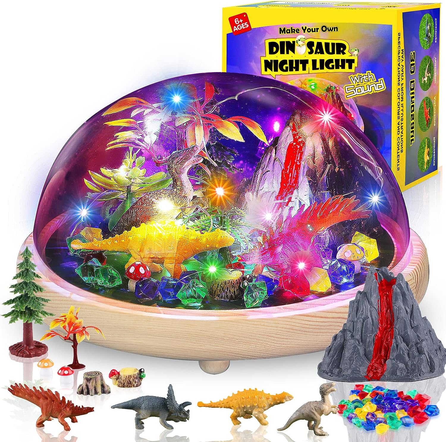 Alritz Dinosaur Boys Sound Toys with Realistic Roars – Make Your Own Night Light Creative Craft Kit Gift for Boys Birthday Ages 6 7 8 9 10 11 12