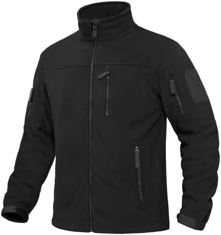 KEFITEVD Men’s Fleece Jackets Full Zip Casual Outdoor Military Tactical Jacket Winter Warm Jacket Multi Pockets