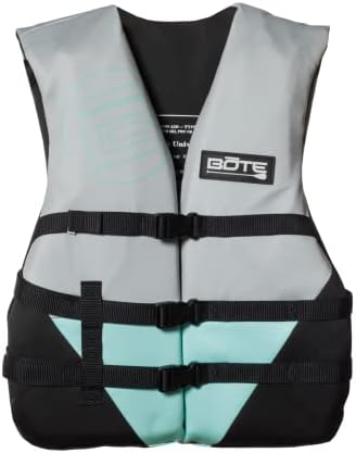 BOTE Universal Adult Unisex Foam PFD Vest Life Jackets for Adults USCG Approved PFD Adjustable Buckles Chest Size S-L 30-52 inches Customized Fit Multiple Sizes
