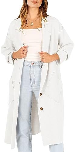 ANRABESS Women Cardigans 2023 Fall Sweater Coat Oversized Long Sleeve Button Down Lapel Open Front Jacket Outwear