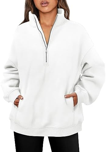 GEOFFREY Standing Neck Fashion Sweatshirt For Women Quarter Zip Pullover Coat Plus Size Loose Fit Coat Fall Elegant Clothes