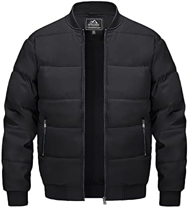 MAGNIVIT Mens Winter Bomber Jacket Quilted Full Zip Up Windproof Warm Coat Work Casual Athletic Jacket