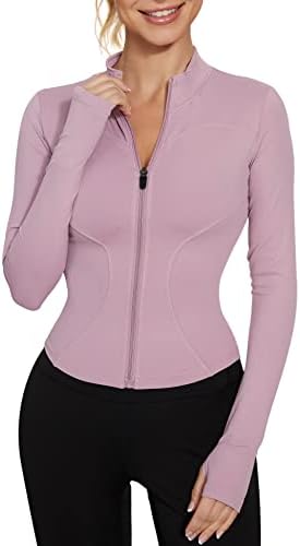 LUYAA Women’s Workout Jacket Lightweight Zip Up Yoga Jacket Cropped Athletic Slim Fit Tops