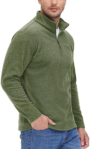 TACVASEN Men’s Pullover Shirts 1/4 Zip Fleece Sweatshirts Long Sleeve Mid-Weight Running Athletic Workout Coat