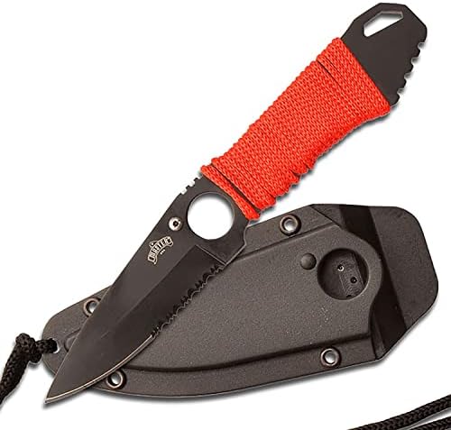 Master USA MU-1121 Series Tactical Fixed Blade Neck Knife, Half-Serrated Blade, 6-3/4-Inch Overall