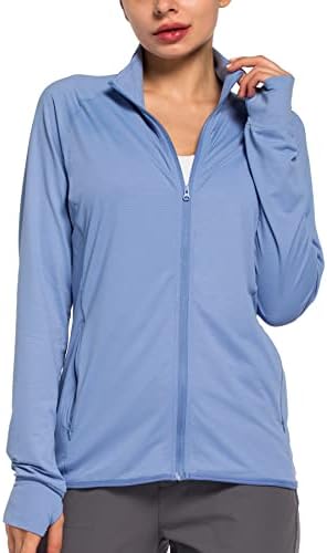 Women’s UPF 50+ Sun UV Protection Shirt Long Sleeve Lightweight SPF/UV Running Hiking Athletic Jacket with Zip Pockets