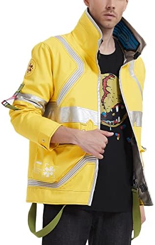 saounisi Men’s Cosplay Jacket with Luminous Collar Warm Lined Parka Game Costume