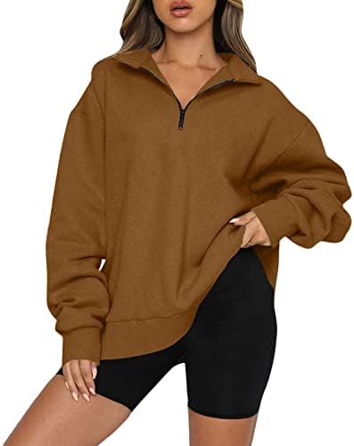 GEOFFREY Womens Gradient Quarter Zip Pullover Long Sleeve Gradient Sweatshirt Fashion Hooded Sweater Workout Fall Clothes