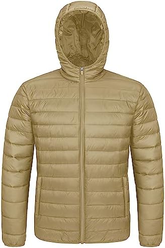 MAGCOMSEN Men’s Lightweight Puffer Jacket Hooded Full Zip Water-Resistant Quilted Lined Winter Coats