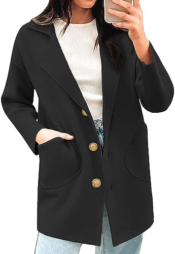 Kenaque 2023 Women’s Open Front Knit Cardigan Long Sleeve Oversized Sweater Jackets Lightweight Winter Coats with Pockets