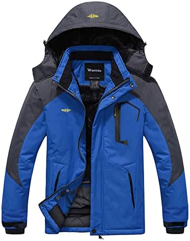Wantdo Men’s Mountain Waterproof Ski Jacket Windproof Rain Jacket Winter Warm Hooded Coat