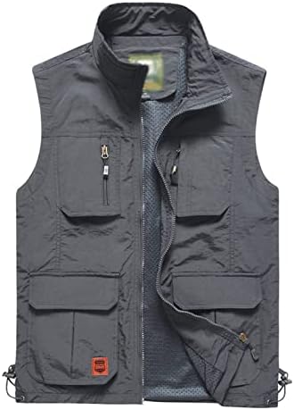 Gnveub Men’s Fishing Vest Outdoor Work Quick-Dry Hunting Zip Reversible Travel Vest Jacket with Multi Pockets