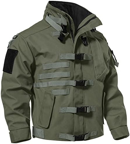 Hakjay Men’s Military Jacket Outdoor Tactical Waterproof Jacket Army Jackets for Men with 9 Multi-Pockets Outwear Coat