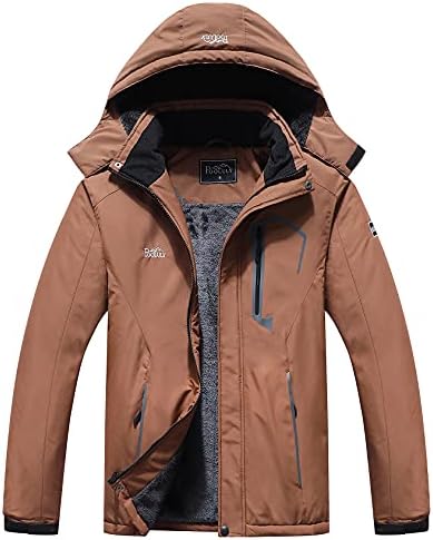 Pooluly Men’s Ski Jacket Warm Winter Waterproof Windbreaker Hooded Raincoat Snowboarding Jackets