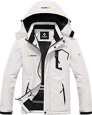 GEMYSE Men’s Mountain Waterproof Ski Snow Jacket Winter Windproof Rain Jacket (Black,Medium)