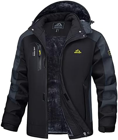 MAGCOMSEN Men’s Winter Coats Waterproof Ski Snow Jacket Warm Fleece Parka Raincoats With Multi-Pockets