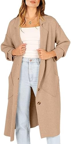 ANRABESS Women Cardigans 2023 Fall Sweater Coat Oversized Long Sleeve Button Down Lapel Open Front Jacket Outwear