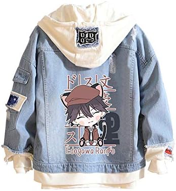 Tokisaki Unisex Anime Jeans Jacket Cosplay Denim Coat Hooded Sweatshirt Men Button Down Trucker Jacket Halloween