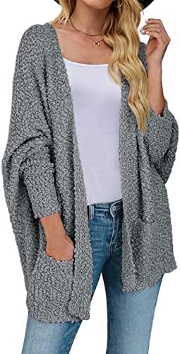 ZESICA Women’s 2023 Fall Winter Popcorn Long Sleeve Open Front Chunky Knit Oversized Cardigan Sweater Coat