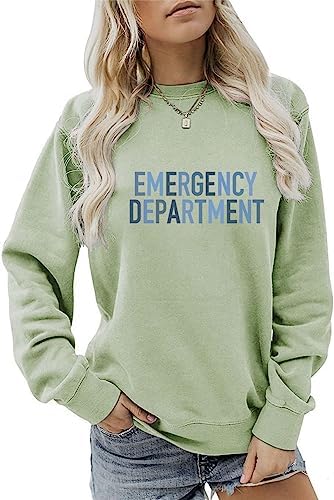 Enviarbrillo Emergency Department Sweatshirt ER Nurse Shirt for Women Nurse Grad Crewneck Sweater Long Sleeve Pullvoer Tops