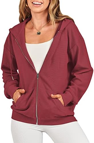 ANRABESS Womens Oversized Zip Up Hoodies Long Sleeve Fall Casual Sweatshirts Jacket Trendy Y2k Hoodie with Pocket