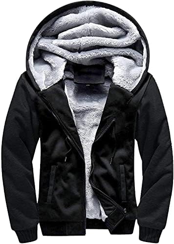 SECOOD Hoodies for Men Zip Up Sweashirts Thick Coats Fleece Sherpa Lined Winter Heavyweight Hooded Jacket