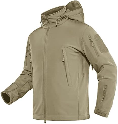 TACVASEN Men’s Tactical Jacket Concealed Hooded Softshell Fleece Military Hiking Jacket Coat
