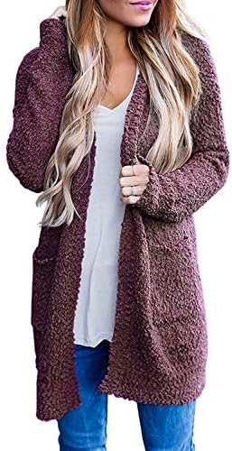 ZESICA Women’s 2023 Fall Casual Long Sleeve Open Front Soft Chunky Knit Sweater Cardigan Outerwear