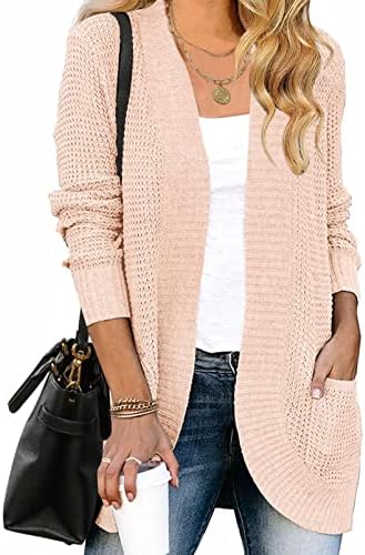 ZESICA Women’s 2023 Fall Winter Long Sleeve Open Front Casual Lightweight Soft Knit Cardigan Sweater Outerwear