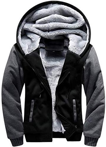 Men’s Zip Up Hoodie Heavyweight Winter Sweatshirt Fleece Sherpa Lined Warm Jacket