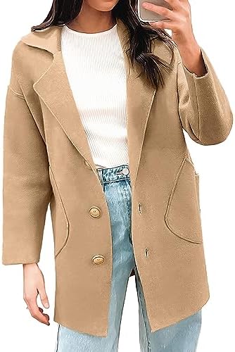 Kenaque 2023 Women’s Open Front Knit Cardigan Long Sleeve Oversized Sweater Jackets Lightweight Winter Coats with Pockets