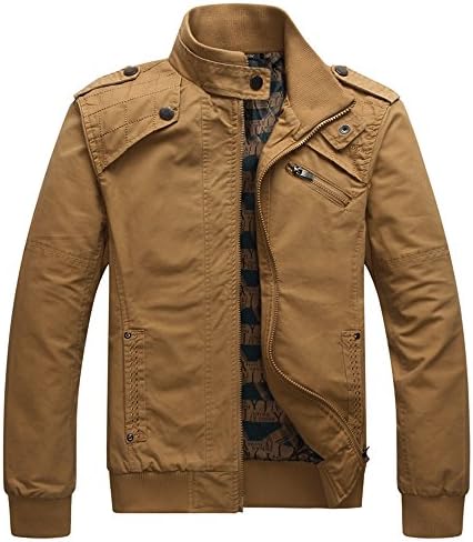 Dwar Men’s Casual Washed Cotton Military Outdoor Jackets with Shoulder Straps