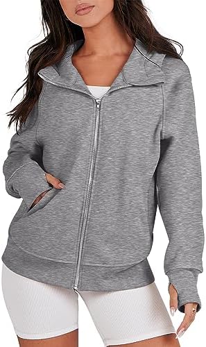 ANRABESS Women’s Zip Up Hoodies Teen Girls Sweatshirt Cute Fall Casual Jacket Y2K Clothing with Pockets