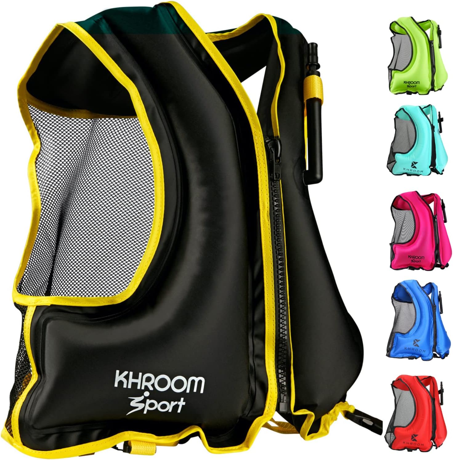 Khroom Inflatable Snorkel Vest Adults and Teenagers | 60"-75" / 90 lbs-240 lbs | Weighs only 400 Grams | Buoyancy Jacket for Snorkeling and SUP – Snorkel Jacket, Buoyancy Aid, Buoyancy Vest