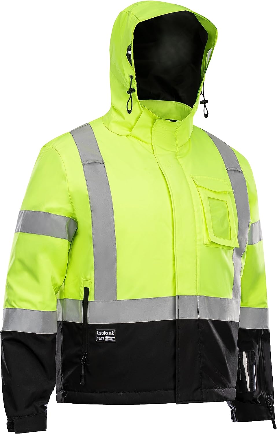 toolant Reflective Waterproof Safety Jacket for Men – High Visibility, Insulated, Comfortable, Multiple Pockets – Designed for Work, Construction, and Outdoor, Yellow, XL