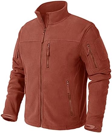 CRYSULLY Men’s Full-Zip Tactical Jacket Soft Winter Fleece Coat with Zipper Pockets