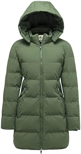 WenVen Women’s Warm Thickened Parka Coat Winter Puffer Jacket with Removable Hood