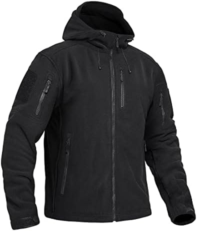 CRYSULLY Men’s Warm Fleece Jacket Winter Tactical Military Coat Windproof Snow Hooded